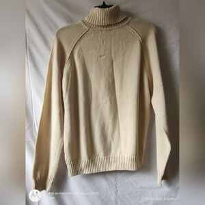 Women Jeanne Pierre Large Cream Turtleneck Sweater Thick